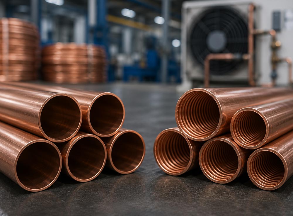Inner grooved vs tubo liscio: criteri pratici per scegliere tra tubo rigato e tubo liscio nei sistemi HVAC-R in base ad applicazione e progetto.